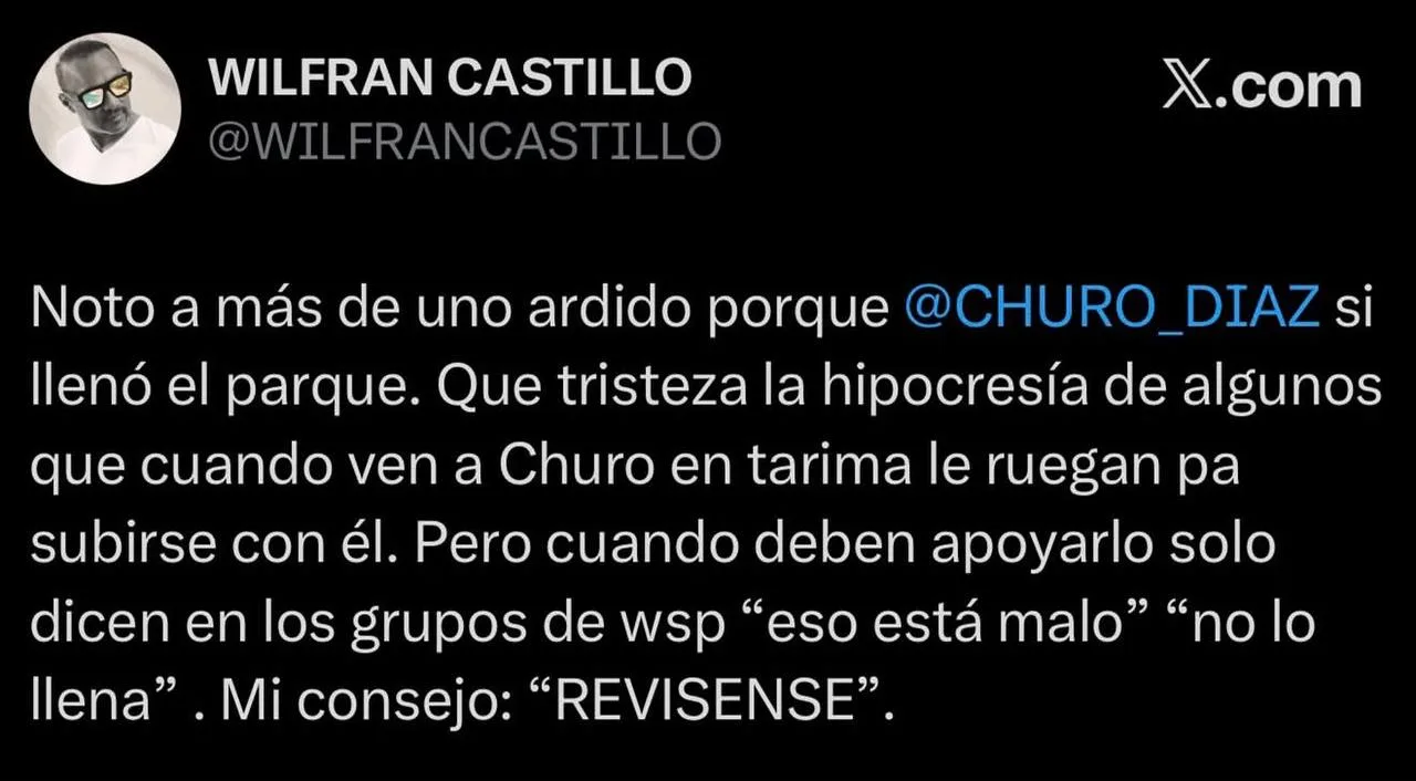 Imagen de Wilfran Castillo se impone ante comentarios negativos hacia Churo Díaz